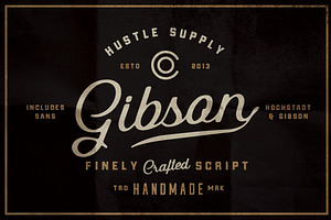 Gibson Script + Extras, a Script Font by Hustle Supply Co.