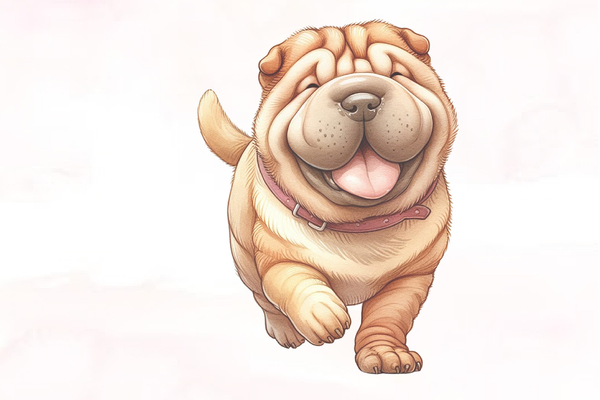 Shar-Pei Dog Watercolor Clipart, an Illustration by Designking (Photo 3 of 4)