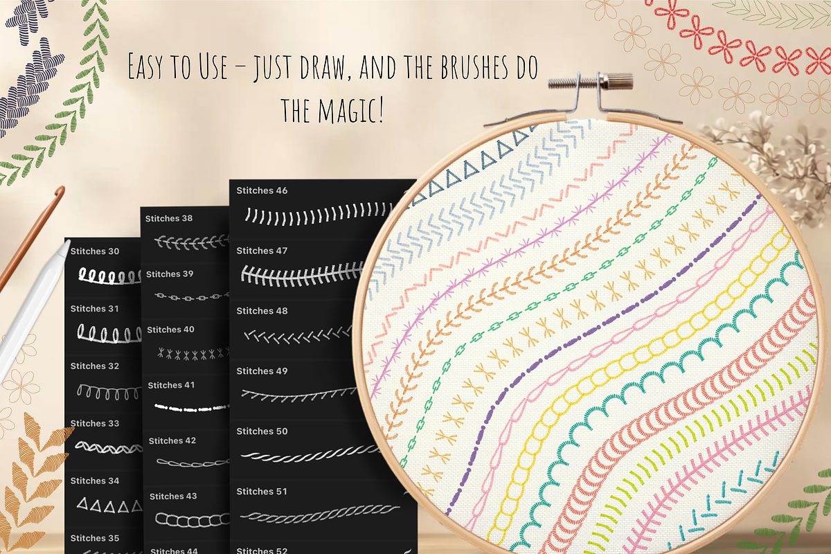 Procreate Embroidery,Stitch Brushes, a Brushes & More by HopeArtIllustration (Photo 3 of 6)