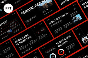Black Red Annual Report PPT, a Presentation Template by graphicook