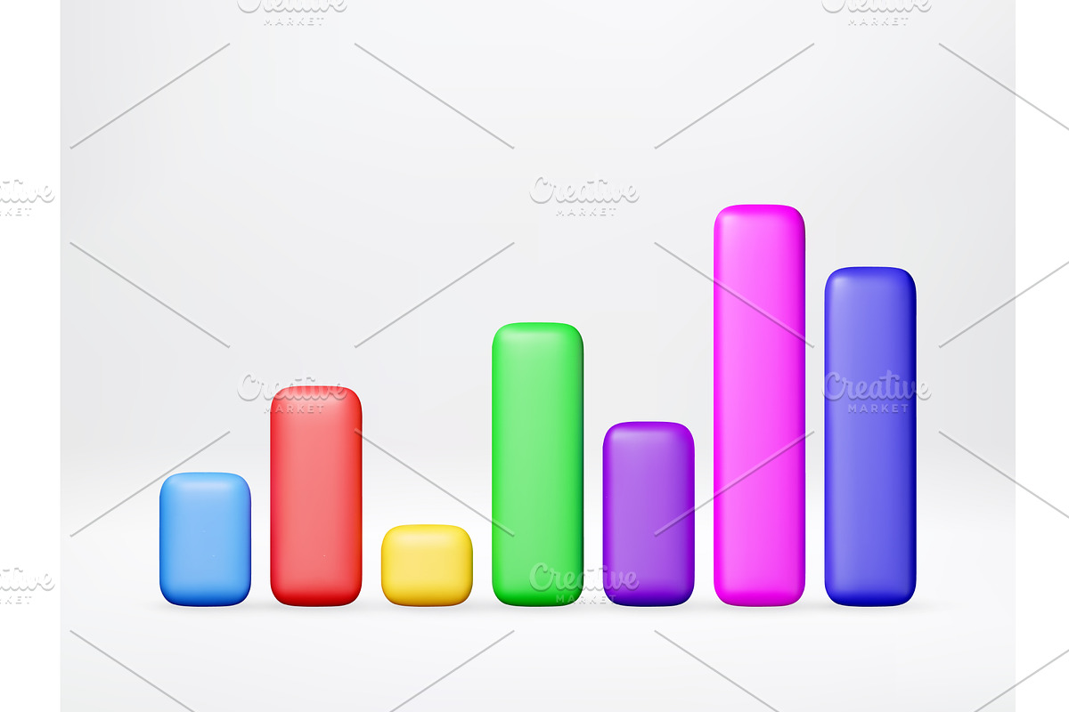 Colorful 3d bar chart showing data, a Finance Illustration by Abscent