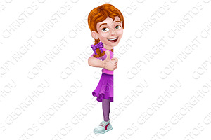 Kid Cartoon Girl Child Thumbs Up, a Person Illustration by Christos Georghiou