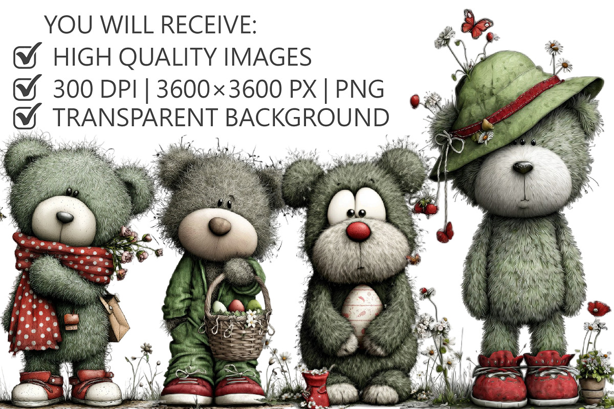 Whimsical Spring Teddy Bear Clipart, an Illustration by Pixels.Craft (Photo 2 of 5)