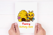 Funny Honey Bee Cartoon, Clipart, an Animal Illustration by Noey smiley (Thumbnail 3 of 7)