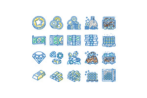Currency Video Games set Icons hand, an Object Illustration by pikepicture