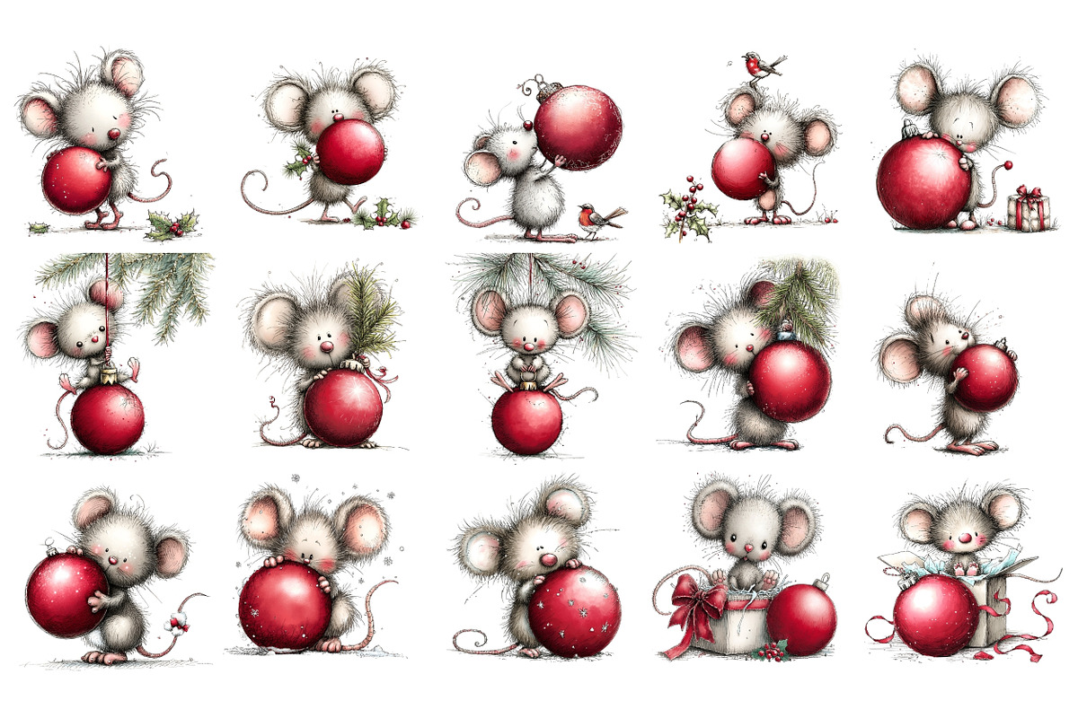 Christmas Mouse Bauble PNG, a Seasonal Illustration by Nicolle's Colorful Art (Photo 2 of 6)