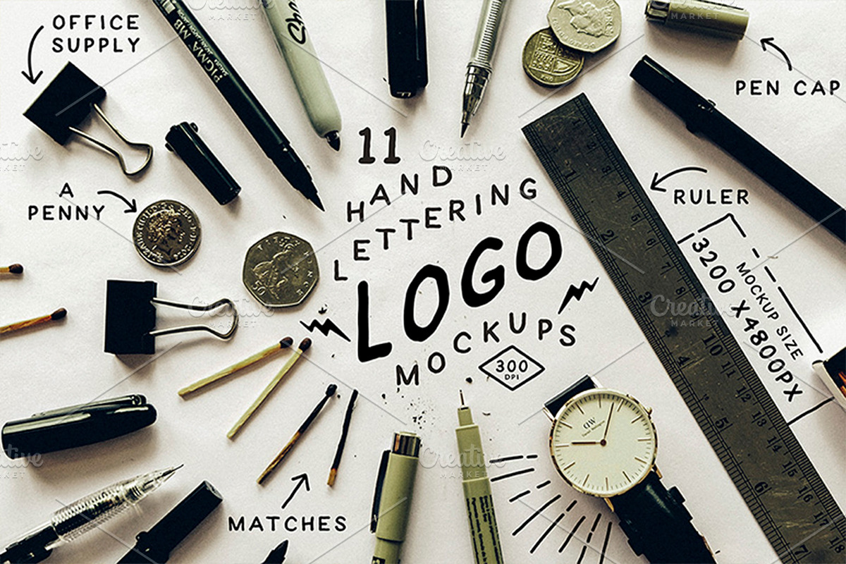 Hand Lettering Logo Mockups, a Product Mockup by BlueRobinDesignShop (Photo 1 of 6)