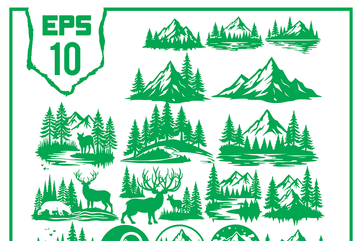 Mountain Landscape Vector Set, a Texture Illustration by CarWrap design (Photo 2 of 3)