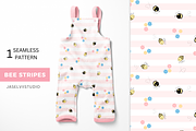 Bee Stripes - Pink, a Pattern Graphic by Jaselvii Studio (Thumbnail 1 of 4)
