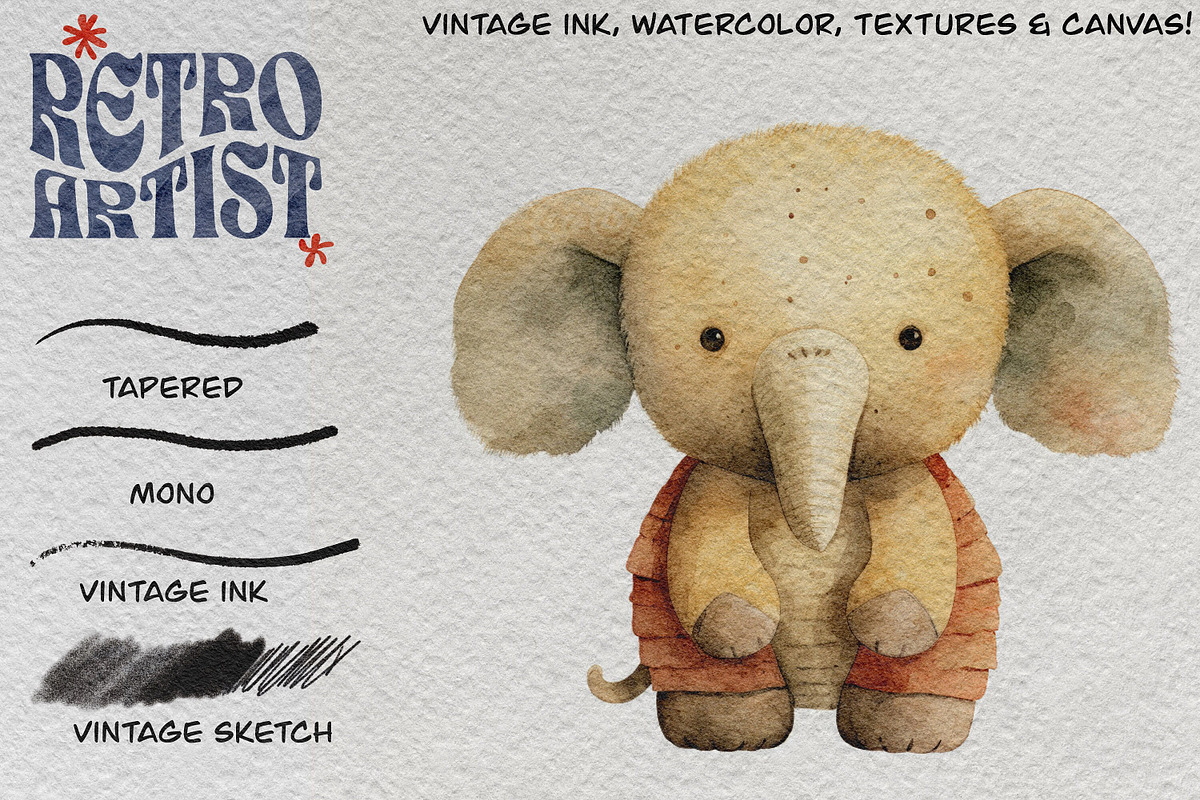 Procreate, The retro artist, a Brush Add-On by Studio.Valhalla (Photo 5 of 8)