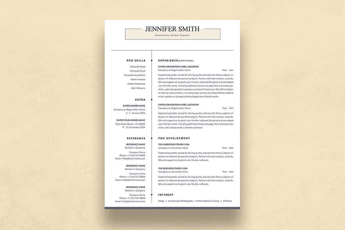 Canva Teacher Resume Template, a Resume Template by DesignDevisers (Photo 2 of 10)