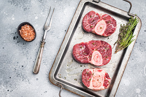 Raw ossobuco cuts, veal shank meat, the ultimate ingredient for, a Food & Drink Photo by composter-box@mail.ru