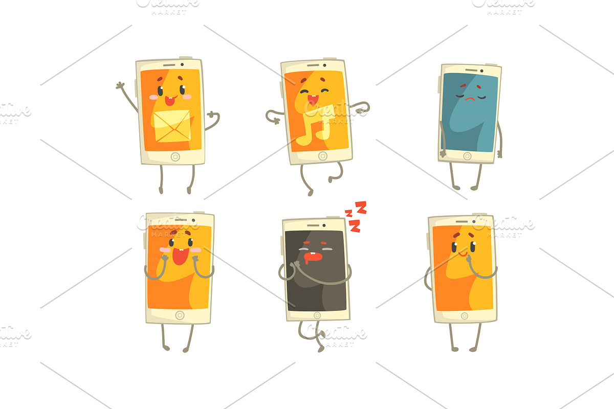 Cartoon Smartphone Device Having, a Technology Illustration by TopVectors