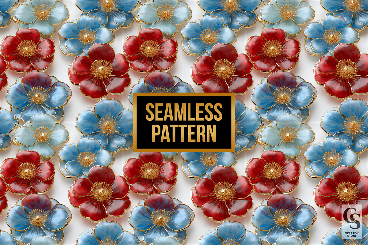 3D American Glass Flowers Patterns, a Pattern Graphic by Creative Store (Photo 4 of 5)