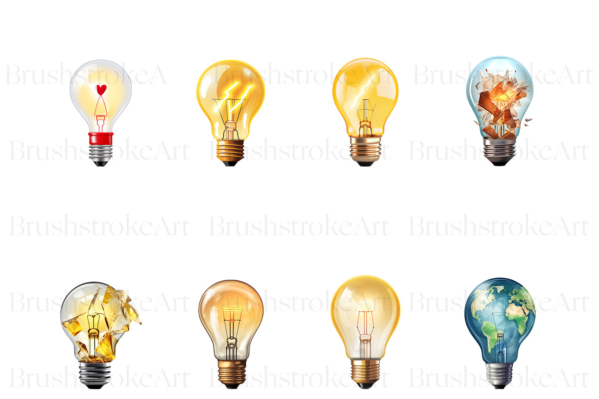 Light Bulb Clipart, Vintage Bulb PNG, an Object Illustration by BrushstrokeArtGB (Photo 4 of 9)