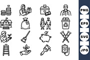 Charity And Care Line Icons Set, an Illustration by designvectx (Thumbnail 1 of 3)