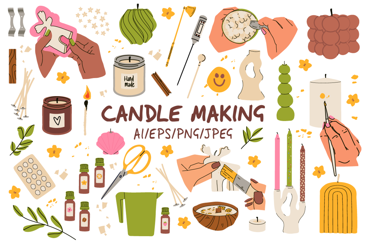 150+ Candle Making Clipart Set, an Object Illustration by Zeukaa (Photo 1 of 15)