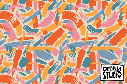 Colorful Brush Stroke Pattern, a Pattern Graphic by Dedraw Studio