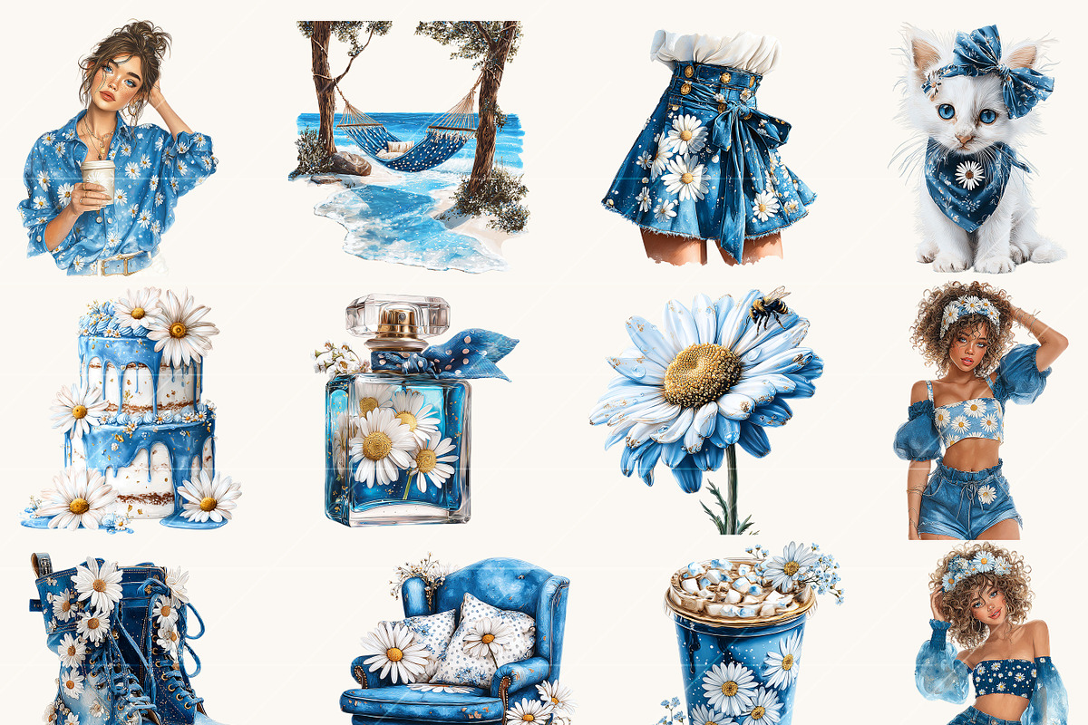 Watercolor Daisy Summer Clipart, a Seasonal Illustration by BusyDaydesign (Photo 3 of 9)