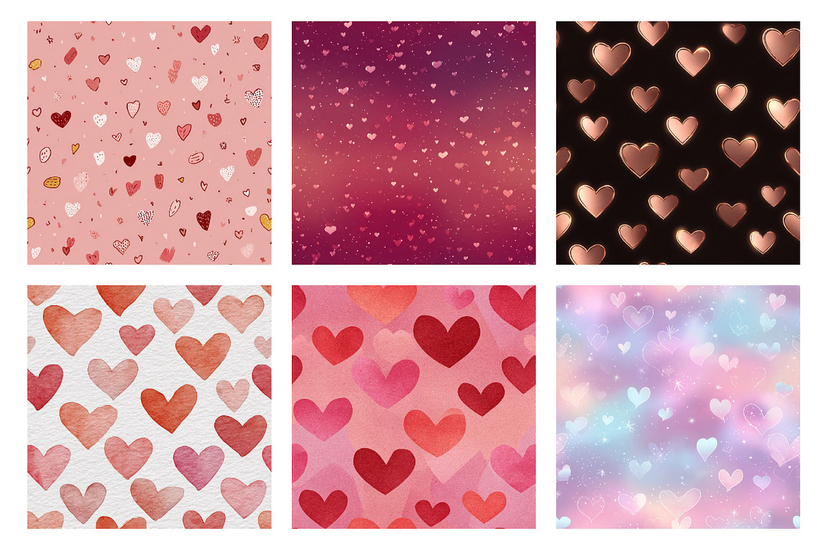 Seamless Valentines Hearts Patterns, a Texture Illustration by Dream Creation (Photo 4 of 5)