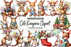 Cute Kangaroo Clipart, an Illustration by DreamArtGraphic