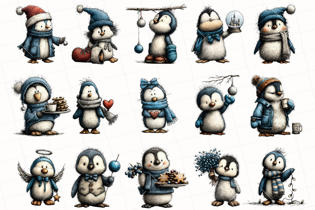 Whimsical Christmas icy Blue Penguin, an Illustration by OK Design (Photo 3 of 6)