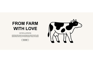 Standing dairy cow with udder in, an Animal Illustration by GraphiShop