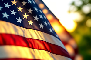 American flag waving in the wind, a Photo by rarrarorro