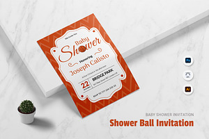 Shower Ball Baby Shower Invitation, an Invitation Template by Fannan Studio
