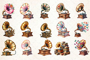 Retro Gramophone Clipart, an Illustration by Rose Art (Thumbnail 2 of 8)