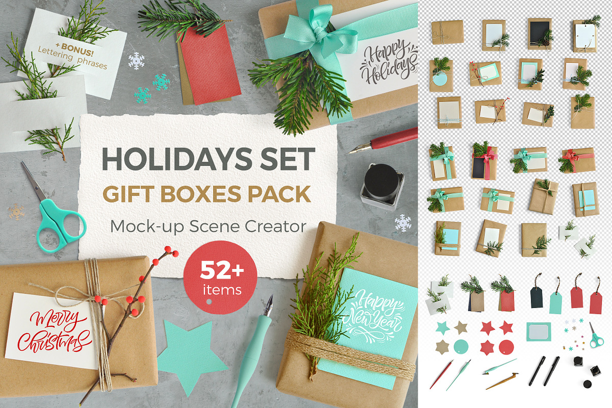 HOLIDAYS BOXES | Scene Creator, a Packaging Mockup by bariskina (Photo 1 of 6)