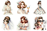 Wedding Retro Girl Clipart, an Illustration by DreamArtGraphic (Thumbnail 2 of 4)