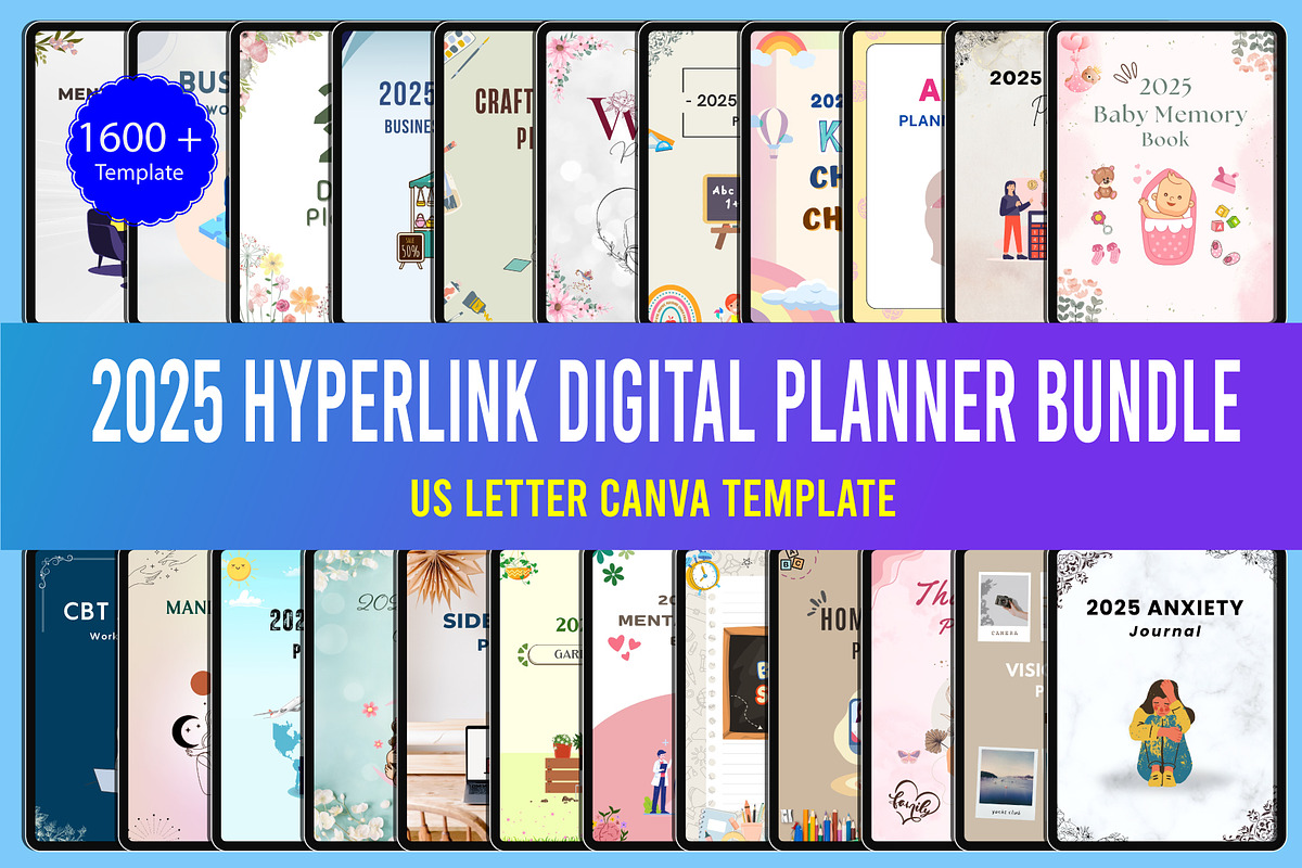 2025 Digital Planner Bundle, a Stationery Template by Designmela01 (Photo 1 of 10)