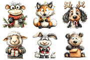 Christmas Quirky Animals Clipart, an Illustration by Daily.Designs (Thumbnail 3 of 5)