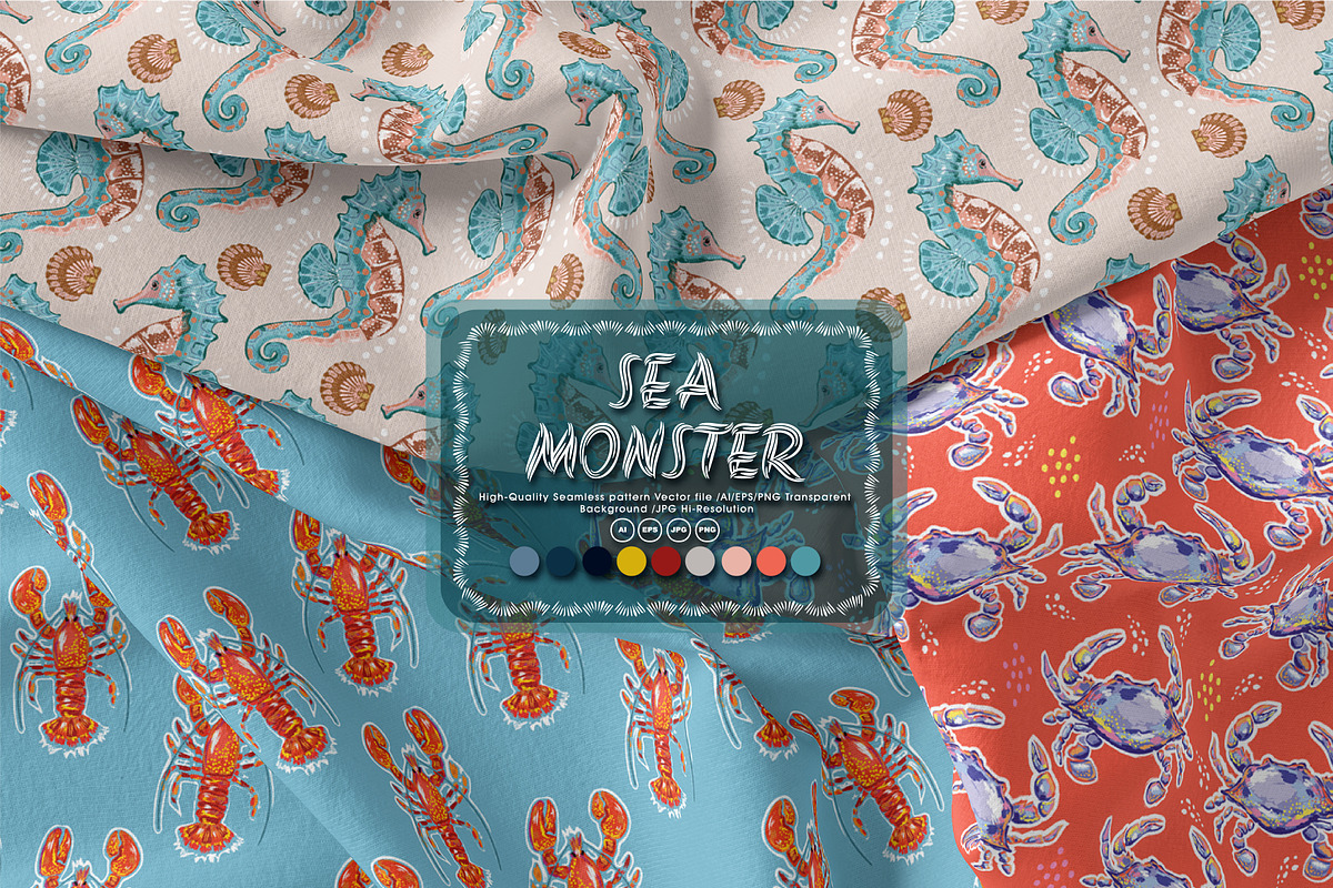 SEA MONSTERS, a Pattern Graphic by MSNTY STUDIOX (Photo 2 of 30)