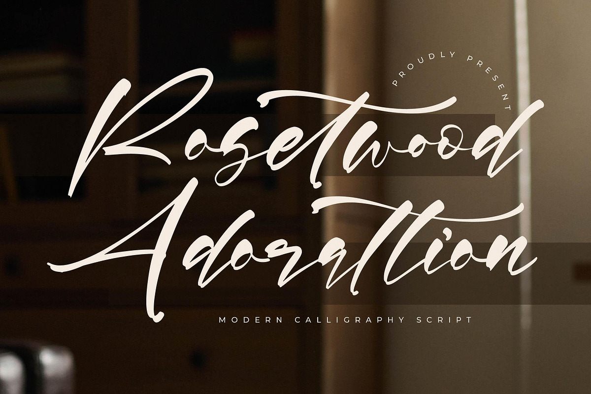 Rosetwood Adorattion Modern Script, a Script Font by Letterena Studios Script (Photo 1 of 15)