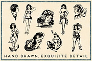 Retro Tattoos Nine Sailor Ladies, an Illustration by Piddix Archives (Thumbnail 2 of 3)