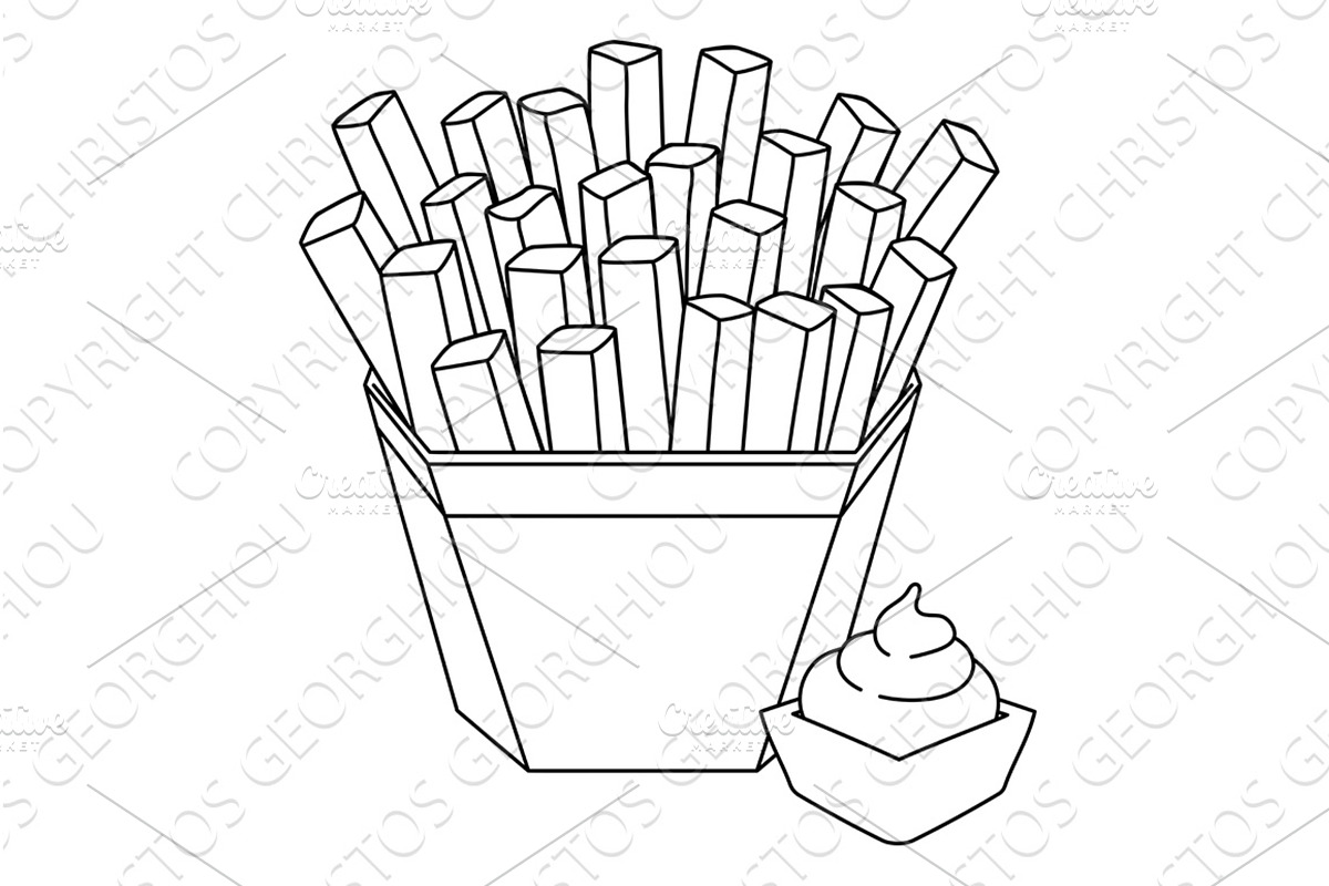 French Fries Chips Ketchup Fast Food, a Food Illustration by Christos Georghiou