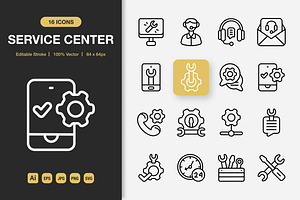 Service Center Outline Icons, an Outline Icon by Spacepixel Creative