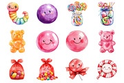 Kawaii Candy Clipart, a Seasonal Illustration by CitraGraphics (Thumbnail 3 of 6)