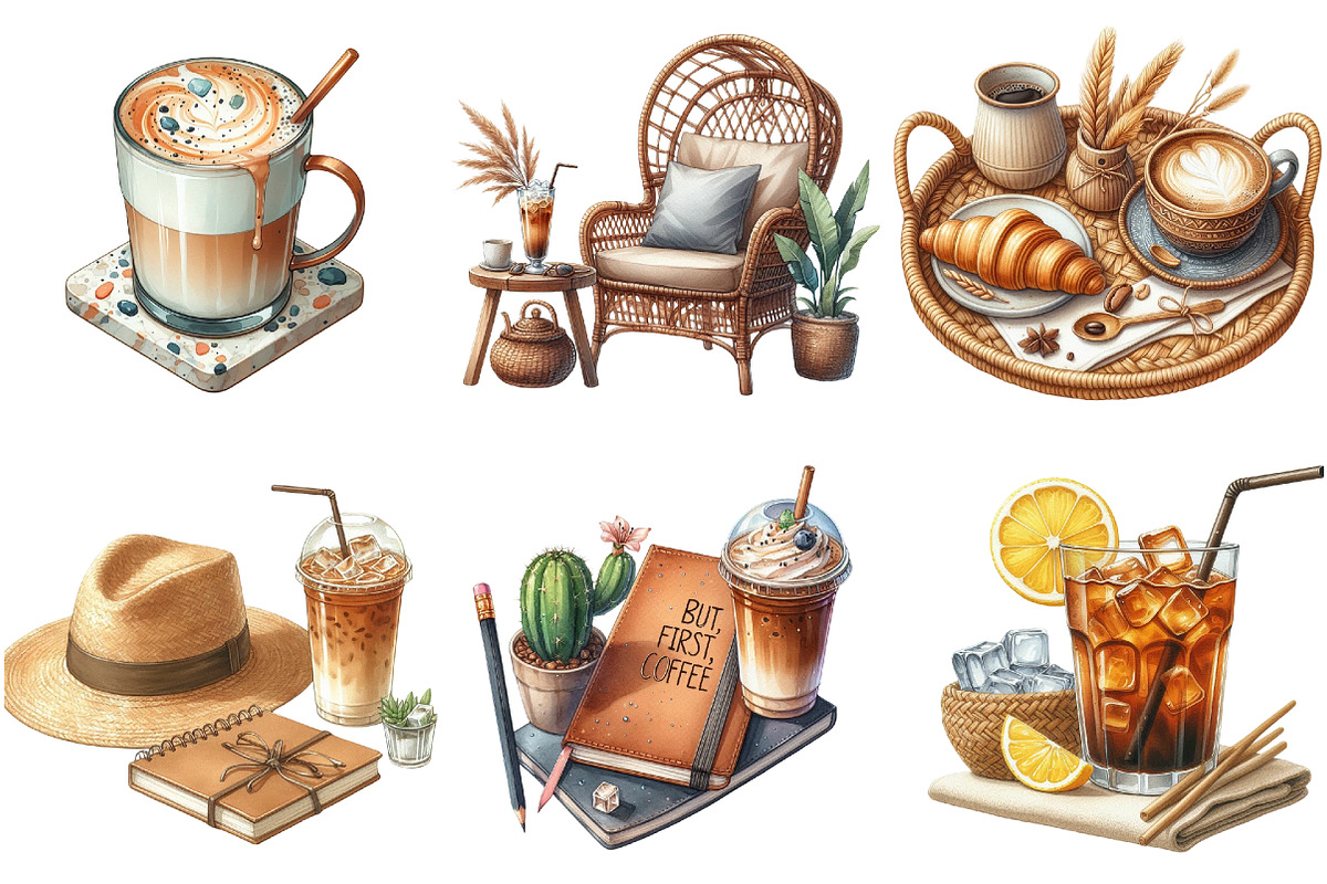Boho Summer Coffee Time Clipart, an Illustration by Pixels.Craft (Photo 3 of 9)