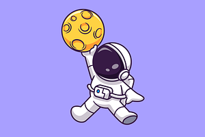 Cute Astronaut Playing Basketball