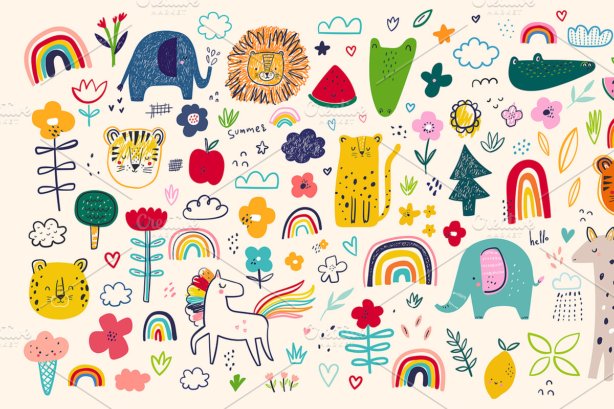 Baby hand drawn animals collection, an Animal Illustration by MoleskoStudio (Photo 4 of 4)