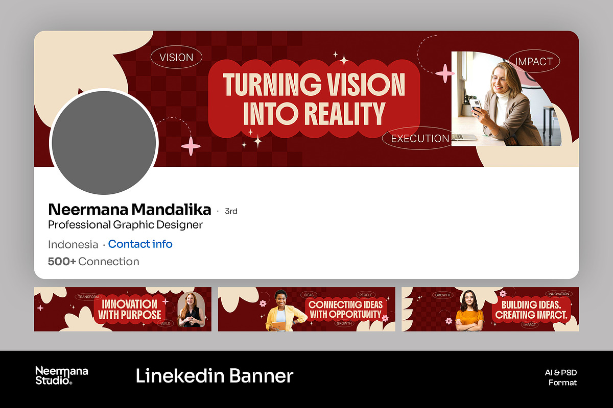 Red Retro Linkedin Banner, a Social Media Template by Neermana (Photo 1 of 4)