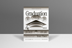 White Gradient Graduation Invitation, a Flyer Template by graphicook