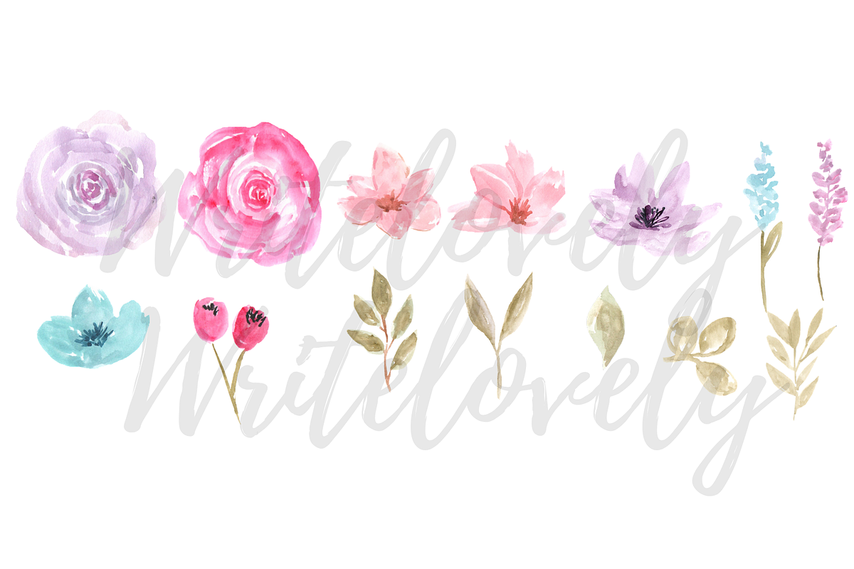 Watercolor Purple And Teal Floral, an Illustration by Writelovely (Photo 2 of 2)