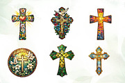 Stained Glass Easter Crosses Clipart, an Illustration by CreationArt (Thumbnail 4 of 5)