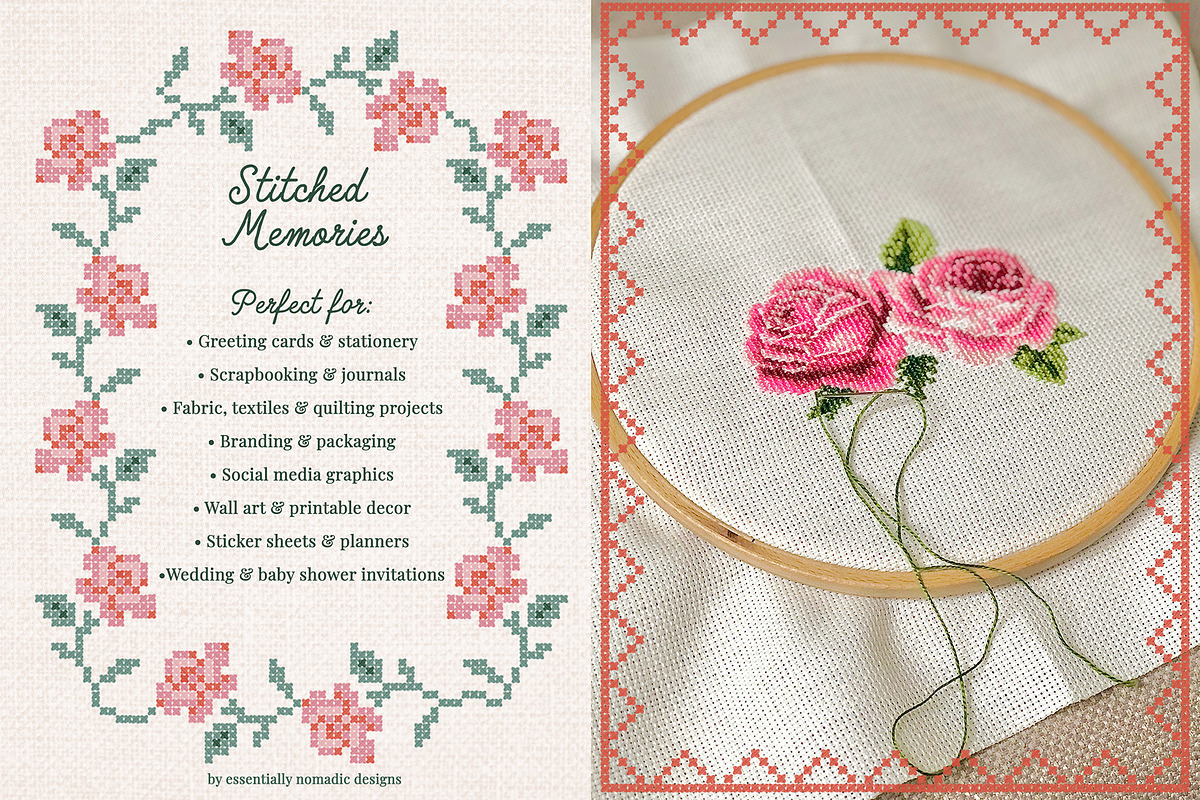 Cross Stitched - Frames & Letters, a Decorative Illustration by Essentially Nomadic (Photo 4 of 11)