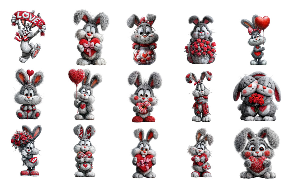 Valentine Rabbit Clipart, an Illustration by DreamArtGraphic (Photo 4 of 4)