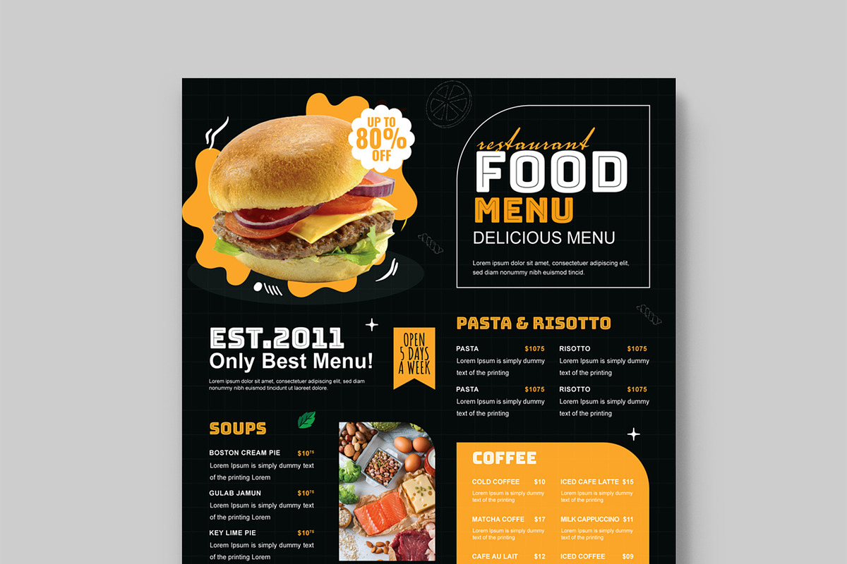 Food Menu Template, a Flyer Template by MightyDesign (Photo 2 of 8)